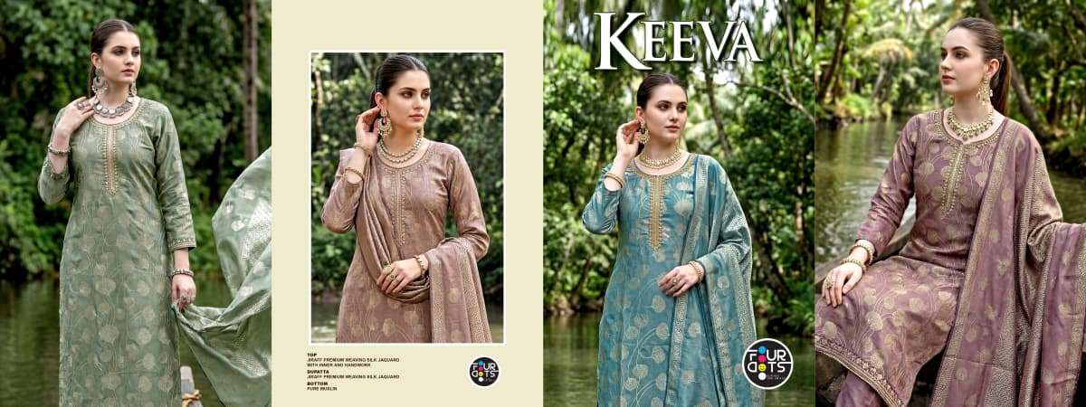 Fourdots Keeva Jacquard Silk Designer Dress Material