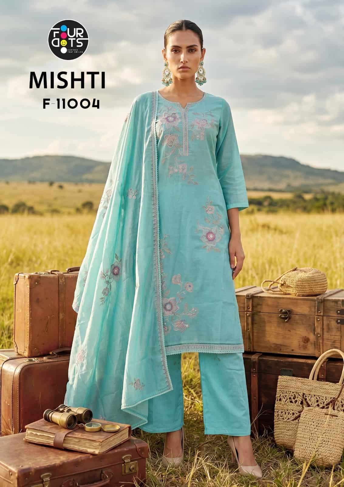 Fourdots Mishti Mal Chanderi Cotton Dress Material - Amrah Wholesale