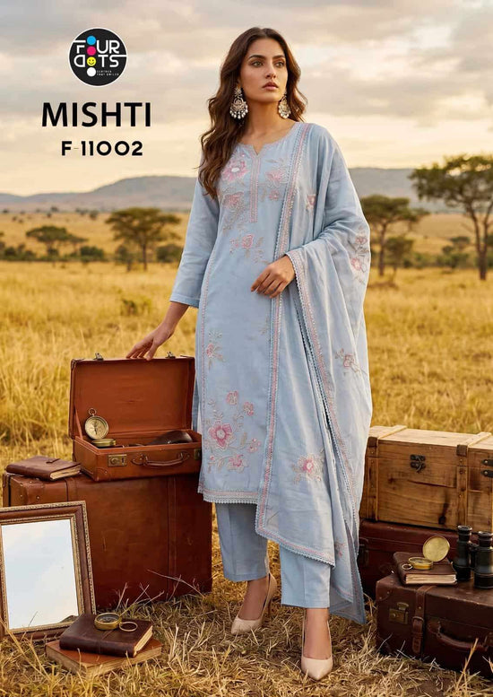 Fourdots Mishti Mal Chanderi Cotton Dress Material - Amrah Wholesale