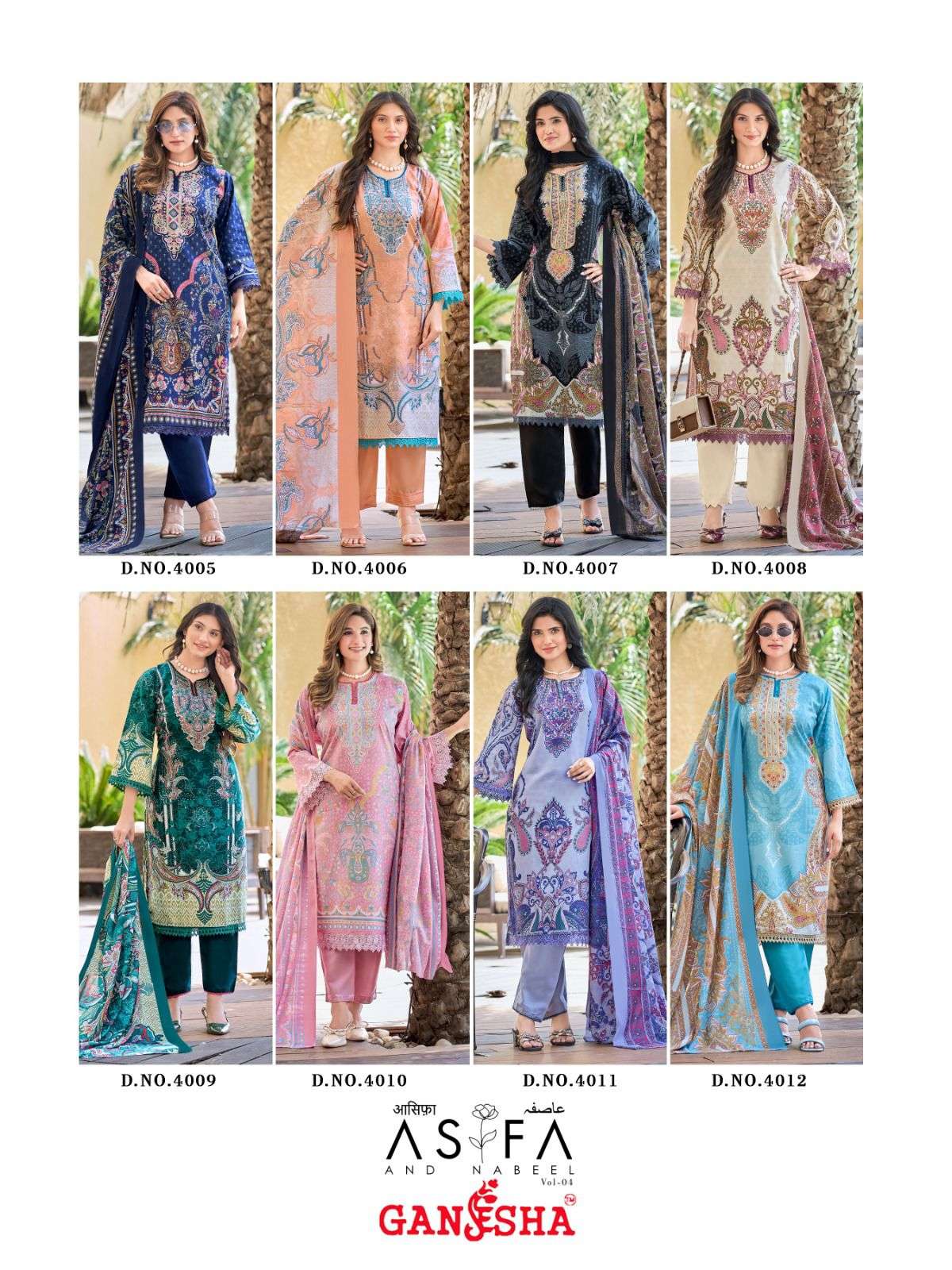 Ganesha Asifa And Nabeel Vol-4 Cotton Pakistani Suit