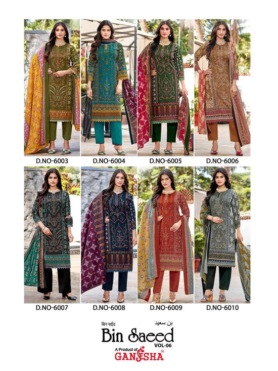 Ganesha Bin Saeed Vol - 06 Cotton Printed Dress Material - Amrah Wholesale
