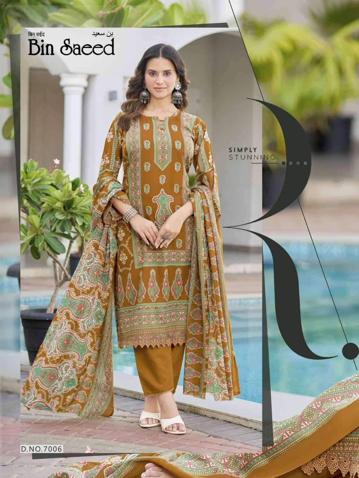 Ganesha Bin Saeed Vol 7 Pure Cotton Karachi Pakistani Suit Set - Amrah Wholesale