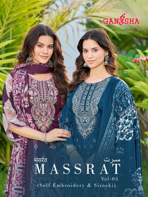 Ganesha Massrat Vol 5 Karachi Cotton Embroidered Dress Material