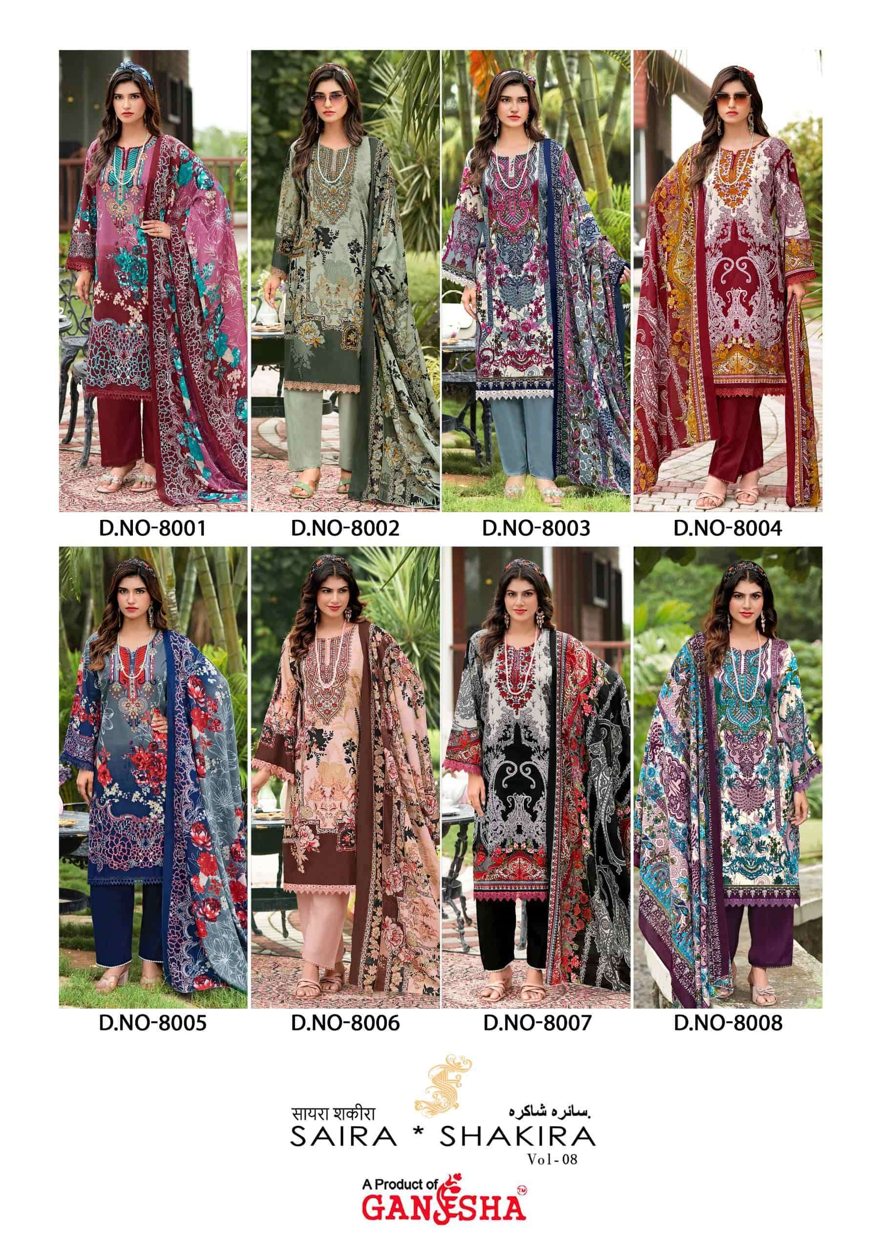 GANESHA SAIRA SAKIRA VOL-8 Cotton Unstitched Pakistani Suit