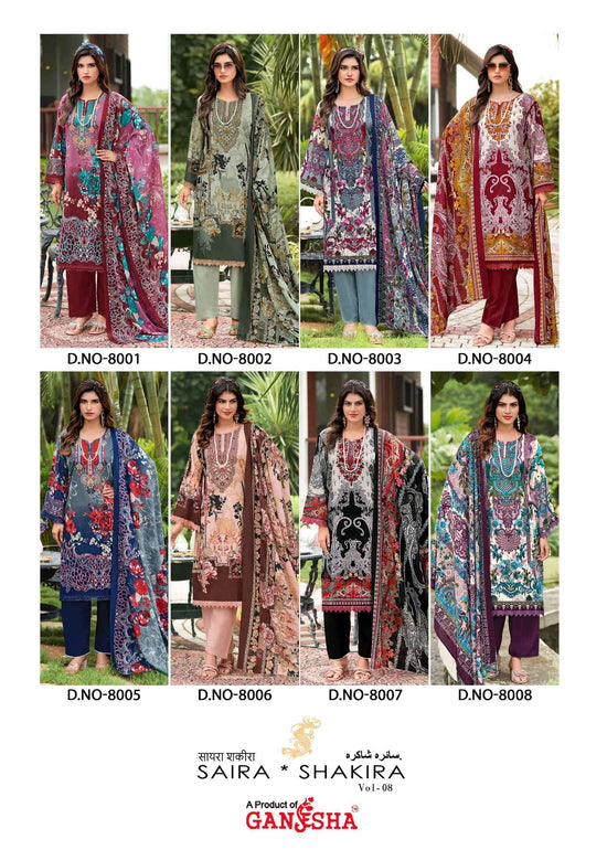 GANESHA SAIRA SAKIRA VOL-8 Cotton Unstitched Pakistani Suit