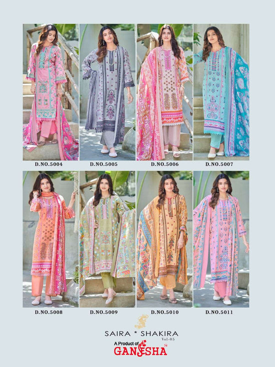 Ganesha Saira Shakira Vol 05 Cotton Dress Material - Amrah Wholesale