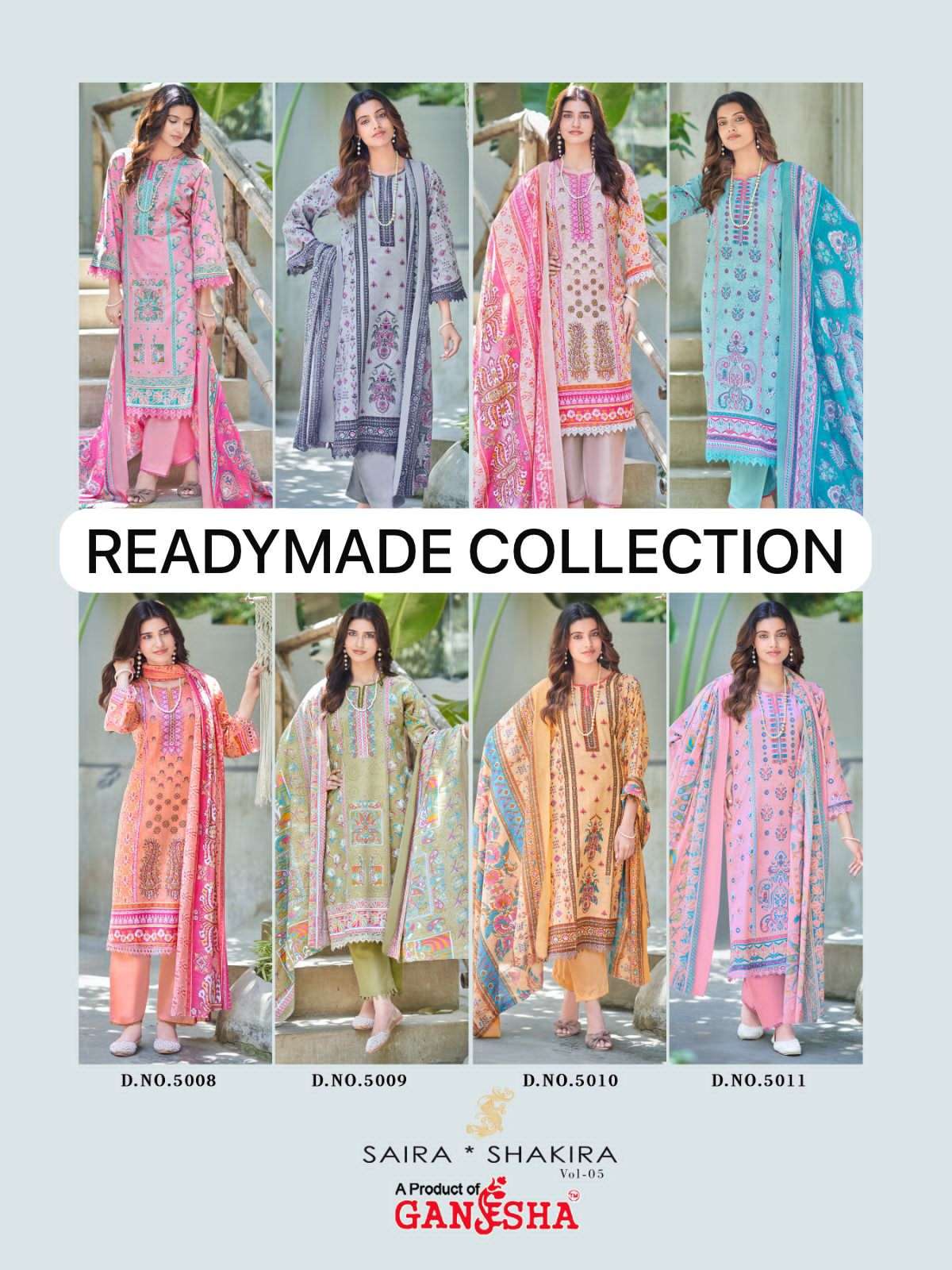 Ganesha Saira Shakira Vol 5 Readymade Karachi Cotton Pakistani Suit Set - Amrah Wholesale