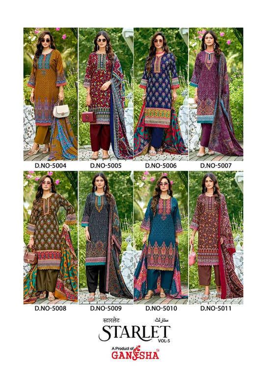 Ganesha Starlet Vol-5 Cotton Digital Printed Unstitched Pakistani Suit