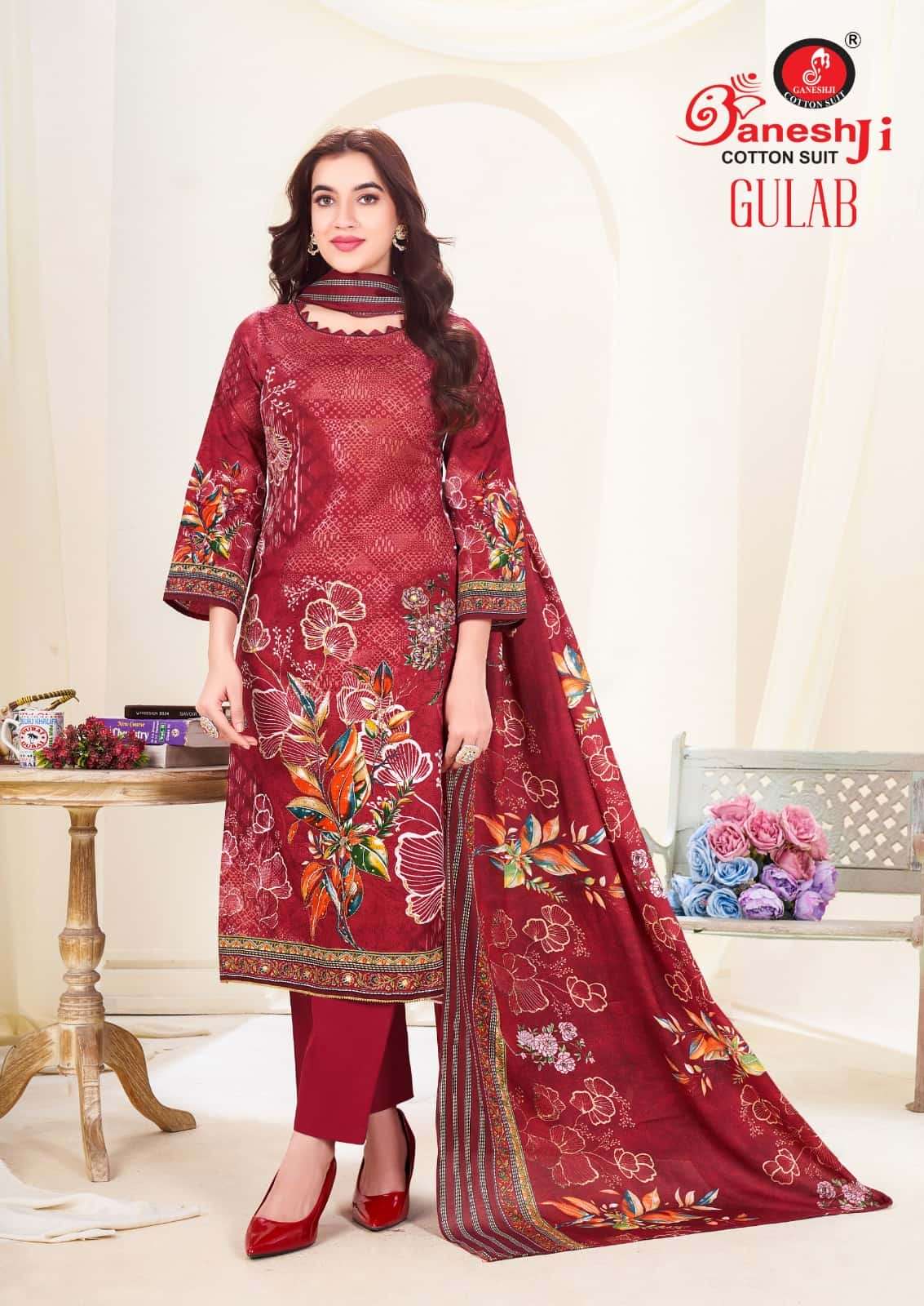 Ganeshji Gulab Vol 1 Heavy Cotton Aari Work Dress Material