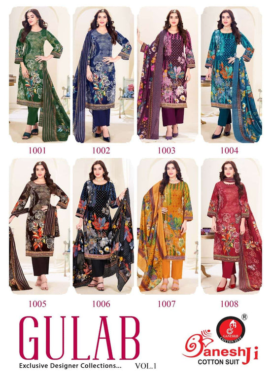 Ganeshji Gulab Vol 1 Heavy Cotton Aari Work Dress Material
