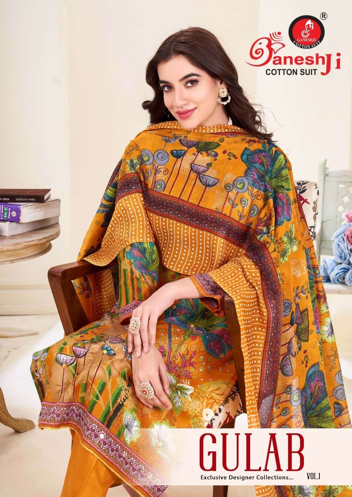 Ganeshji Gulab Vol 1 Heavy Cotton Aari Work Dress Material