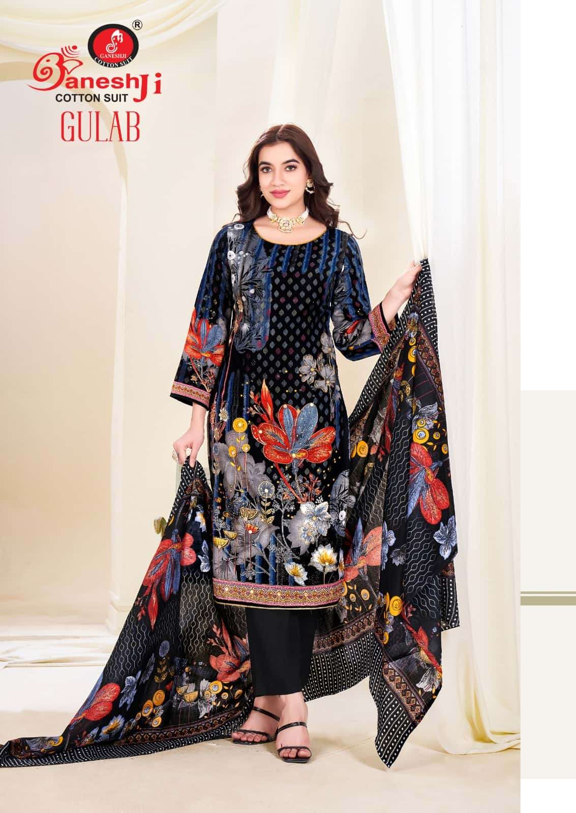 Ganeshji Gulab Vol 1 Heavy Cotton Aari Work Dress Material