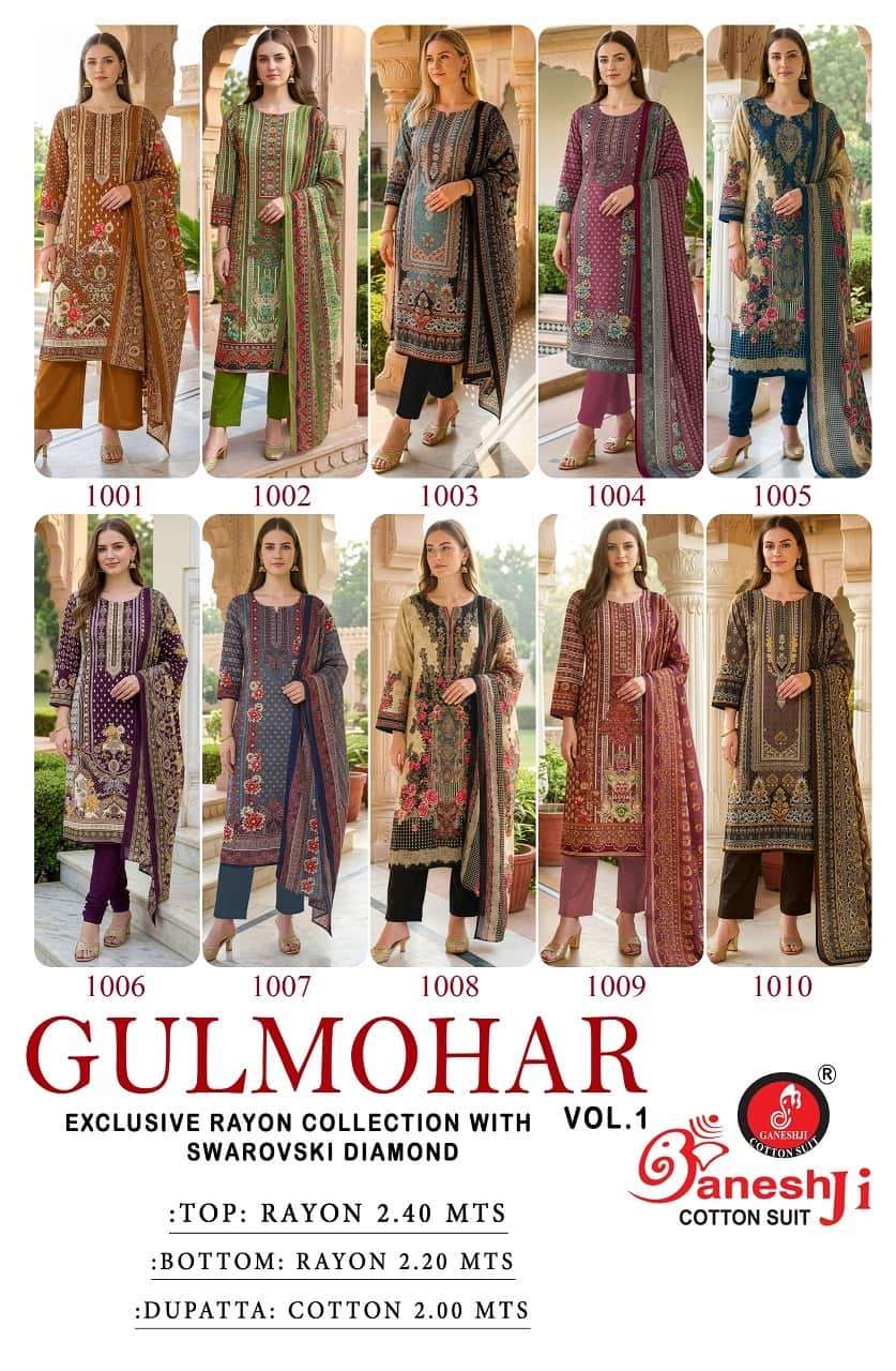Ganeshji Gulmohar Vol 1 Rayon Pakistani Print Readymade Suit - Amrah Wholesale