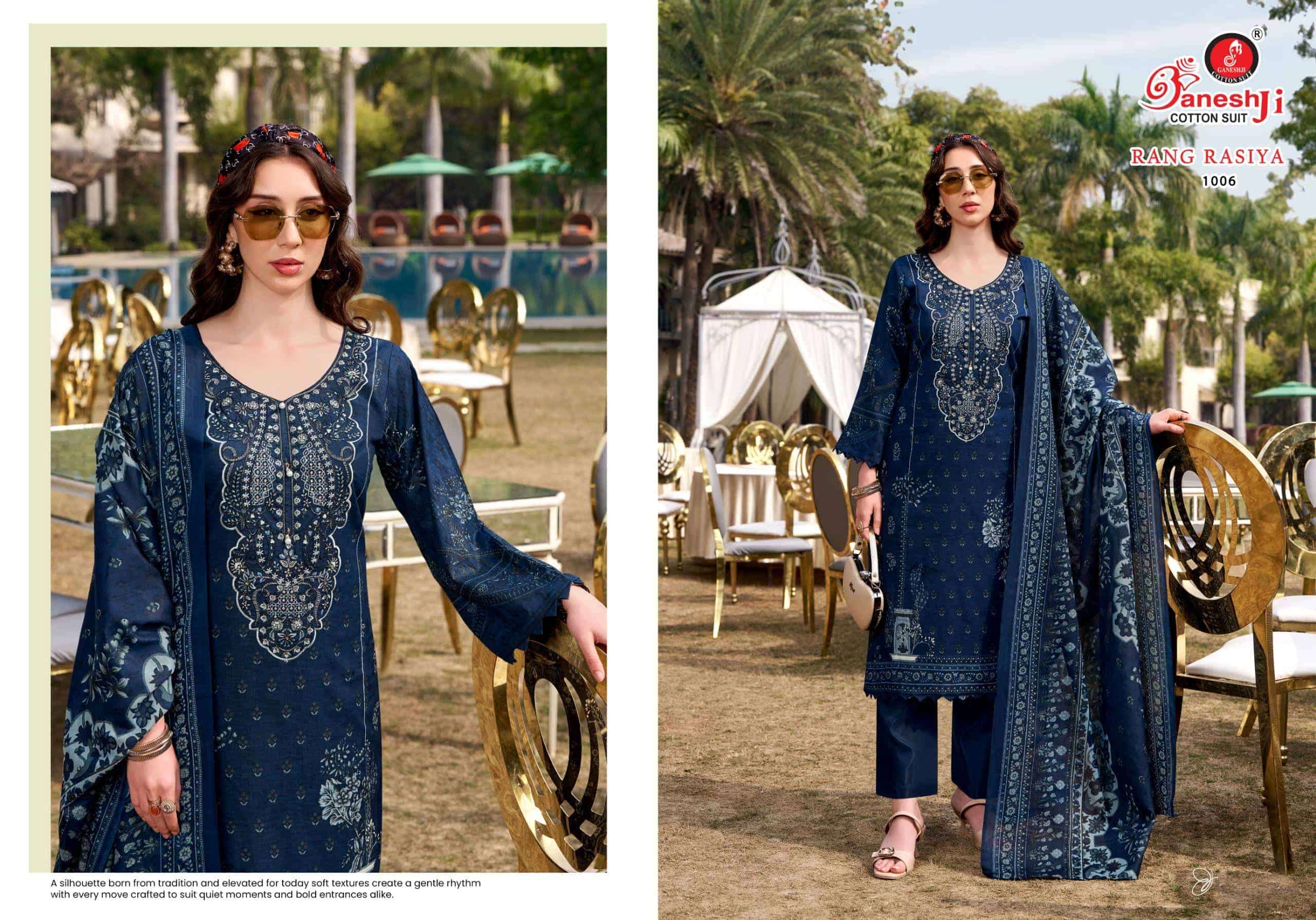 Ganeshji Rang Rasiya Vol 1 Cotton Embroidered Dress Material