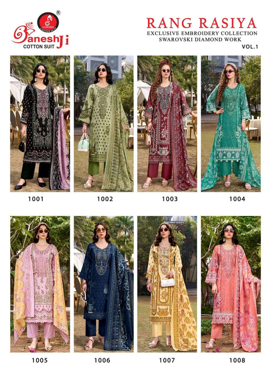 Ganeshji Rang Rasiya Vol 1 Cotton Embroidered Dress Material - Amrah Wholesale