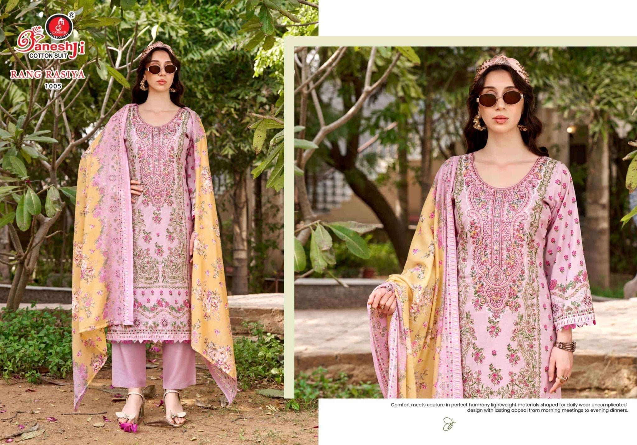 Ganeshji Rang Rasiya Vol 1 Cotton Embroidered Dress Material - Amrah Wholesale