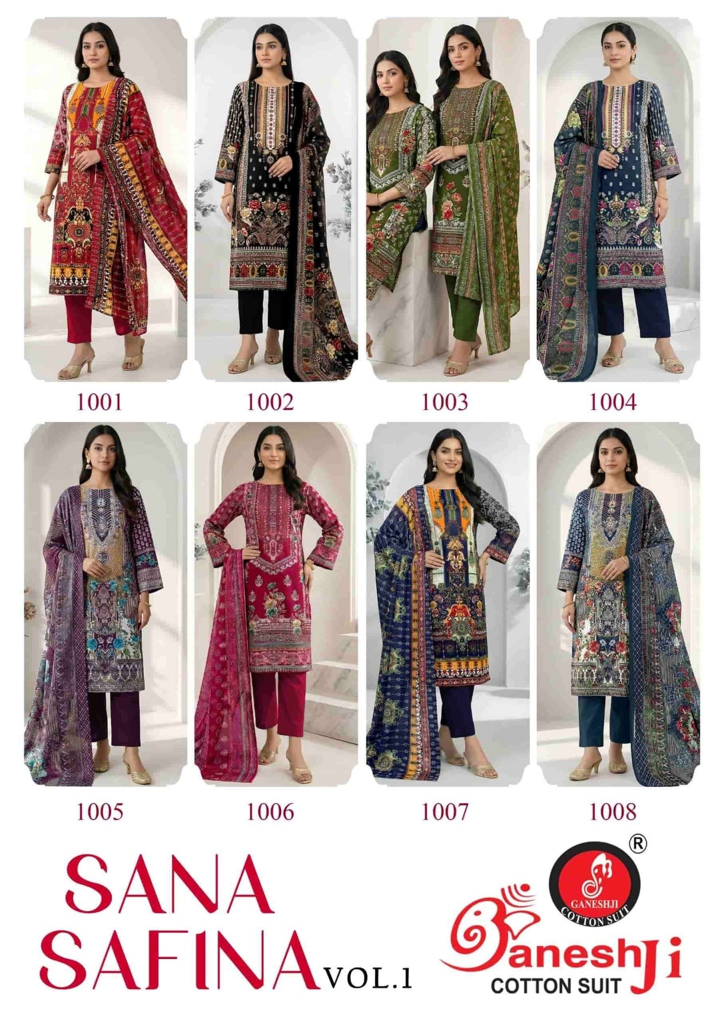 Ganeshji Sana Safina Vol 1 Pakistani Print Cotton Dress Material - Amrah Wholesale