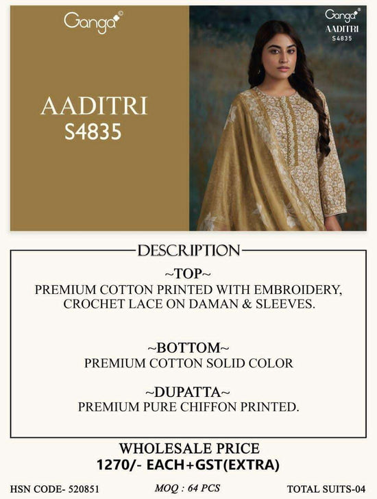 Ganga Fashion Aaditri 4835 Premium Cotton Dress Material