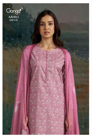 Ganga Fashion Aaheli 4874 Premium Cotton Printed Dress Material