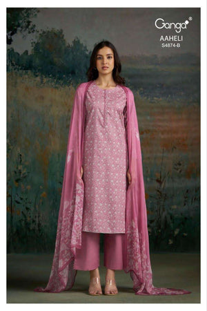 Ganga Fashion Aaheli 4874 Premium Cotton Printed Dress Material