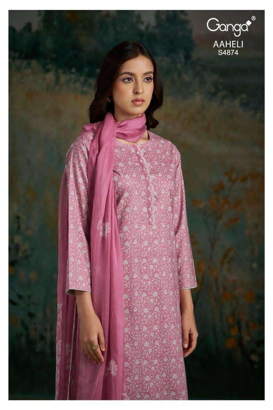 Ganga Fashion Aaheli 4874 Premium Cotton Printed Dress Material