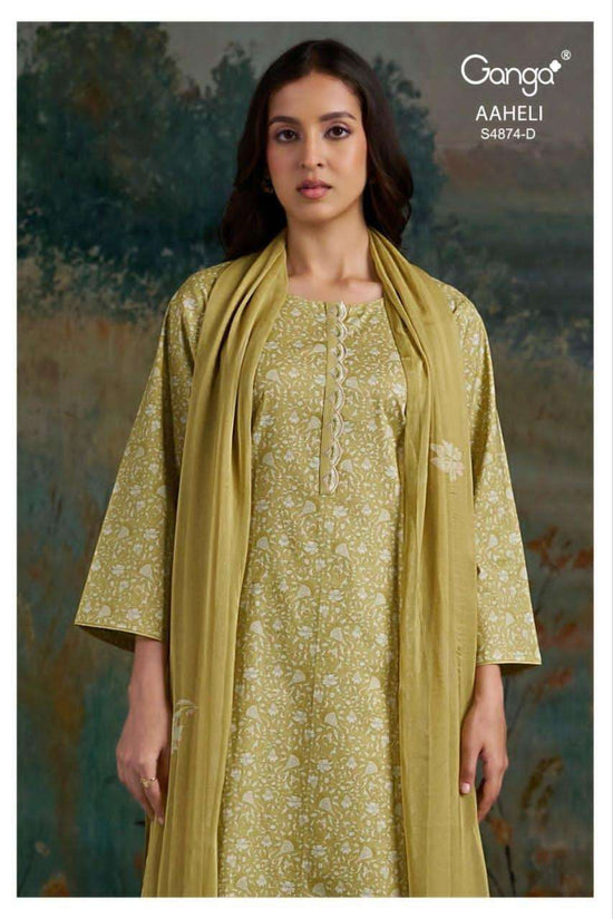 Ganga Fashion Aaheli 4874 Premium Cotton Printed Dress Material