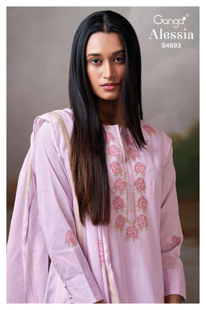 Ganga Fashion Alessia 4693 Premium Organdy Cotton Dress Material