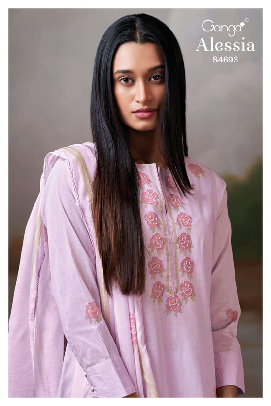 Ganga Fashion Alessia 4693 Premium Organdy Cotton Dress Material