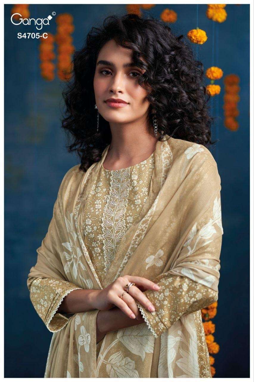 Ganga Fashion Athena 4705 Cotton Dress Material - Amrah Wholesale