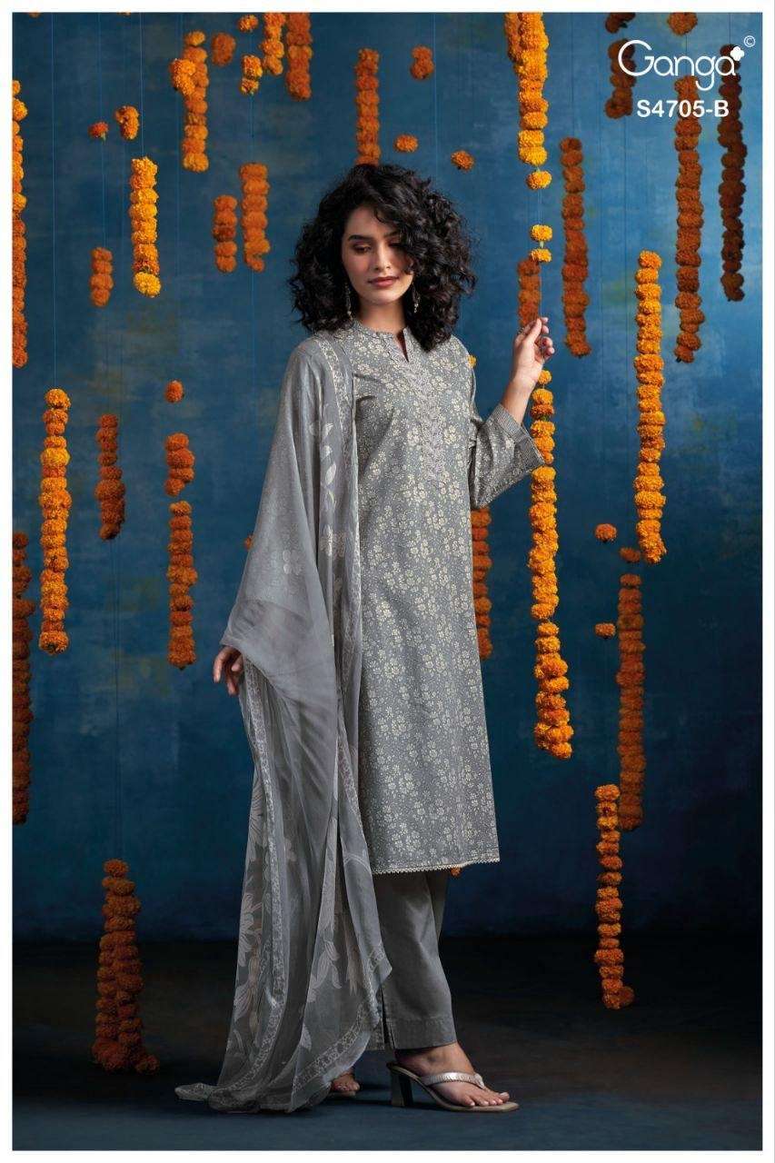 Ganga Fashion Athena 4705 Cotton Dress Material - Amrah Wholesale
