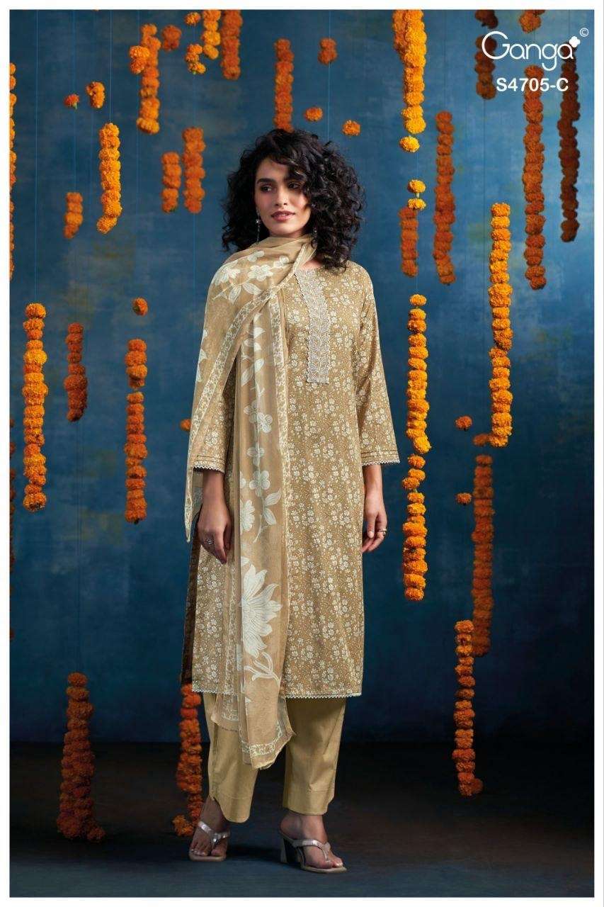 Ganga Fashion Athena 4705 Cotton Dress Material - Amrah Wholesale
