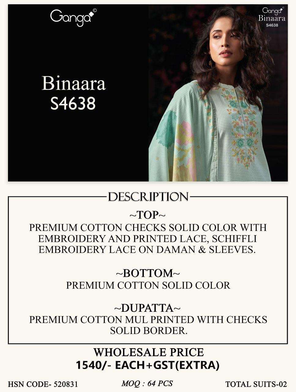 Ganga Fashion Binaara 4638 Cotton Dress Material - Amrah Wholesale