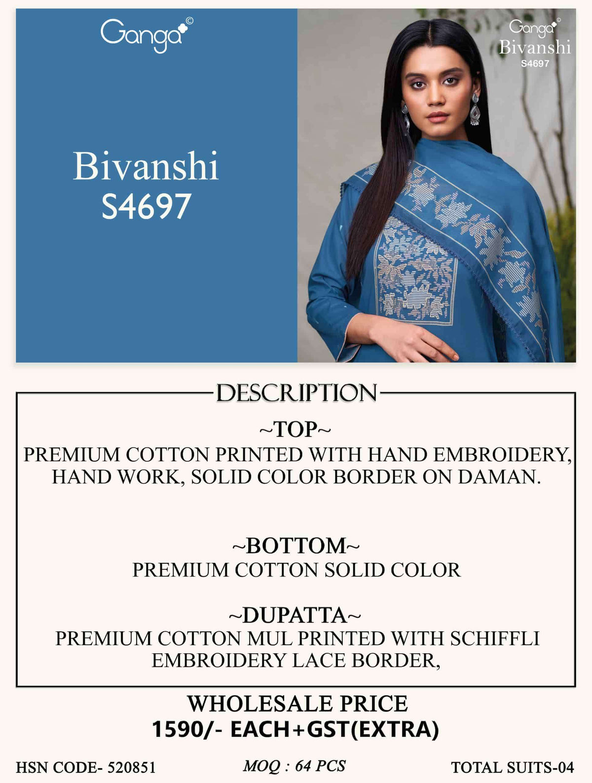 Ganga Fashion Bivanshi 4697 Premium Cotton Dress Material