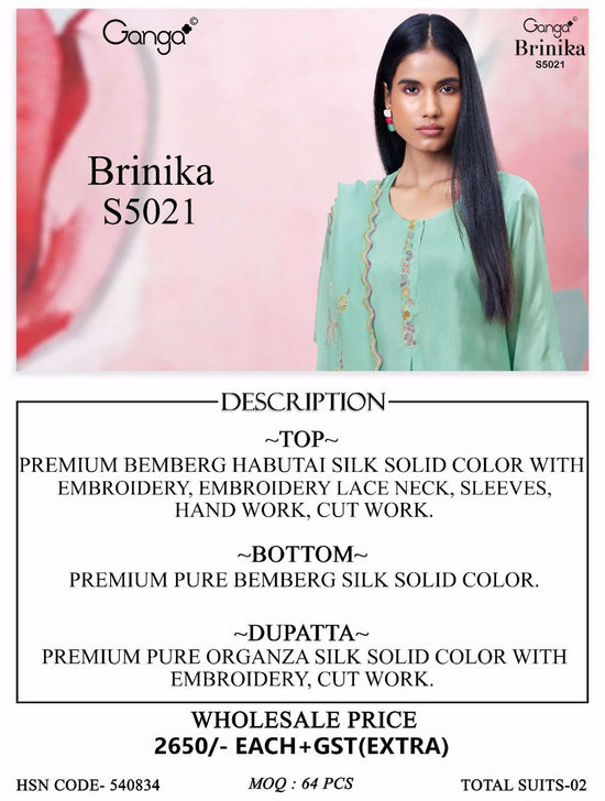 Ganga Brinika 5021 Premium Bemberg Silk Dress Material