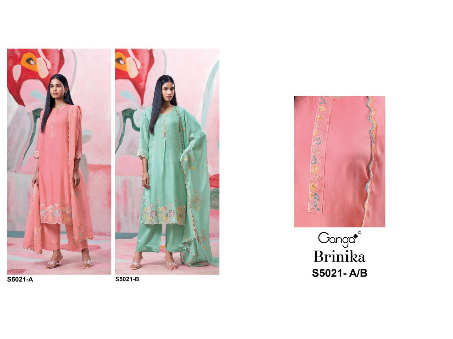 Ganga Brinika 5021 Premium Bemberg Silk Dress Material