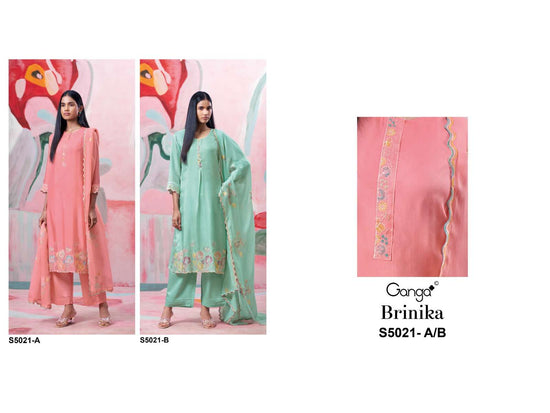 Ganga Brinika 5021 Premium Bemberg Silk Dress Material