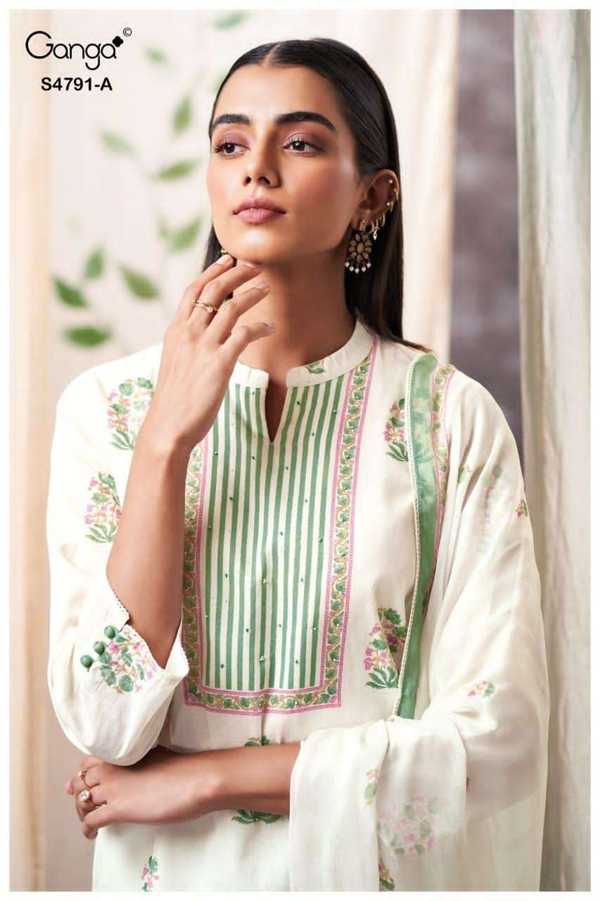 Ganga Fashion Claren 4791 Organdy Dress Material - Amrah Wholesale