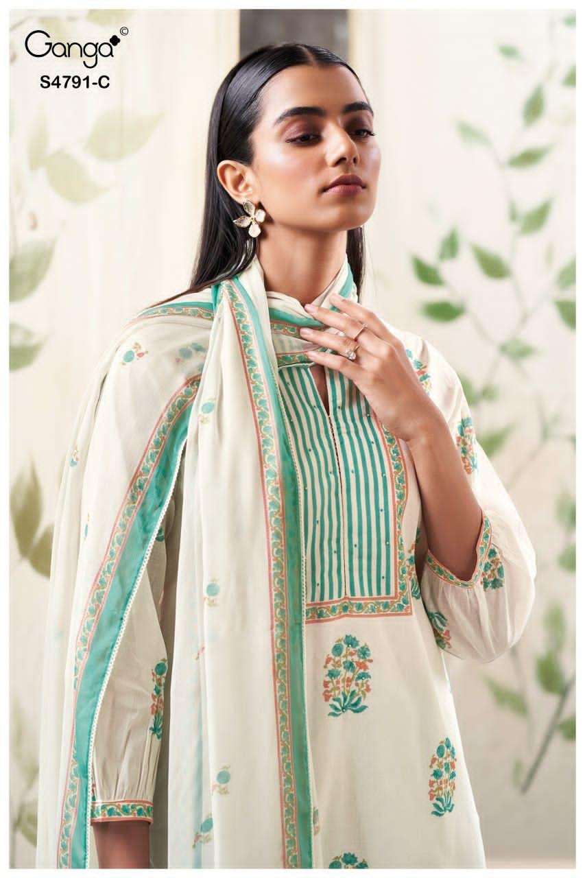 Ganga Fashion Claren 4791 Organdy Dress Material - Amrah Wholesale