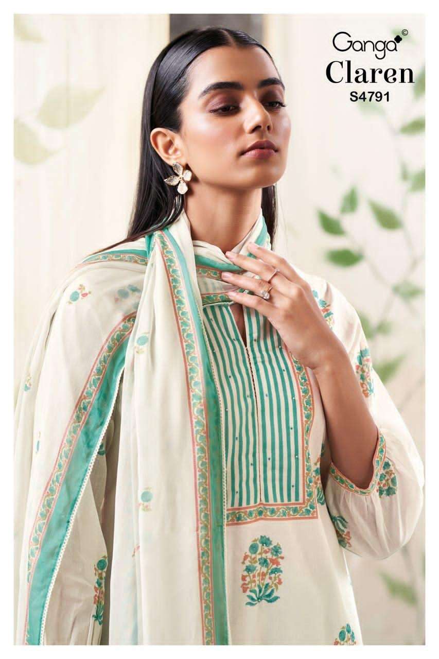 Ganga Fashion Claren 4791 Organdy Dress Material - Amrah Wholesale