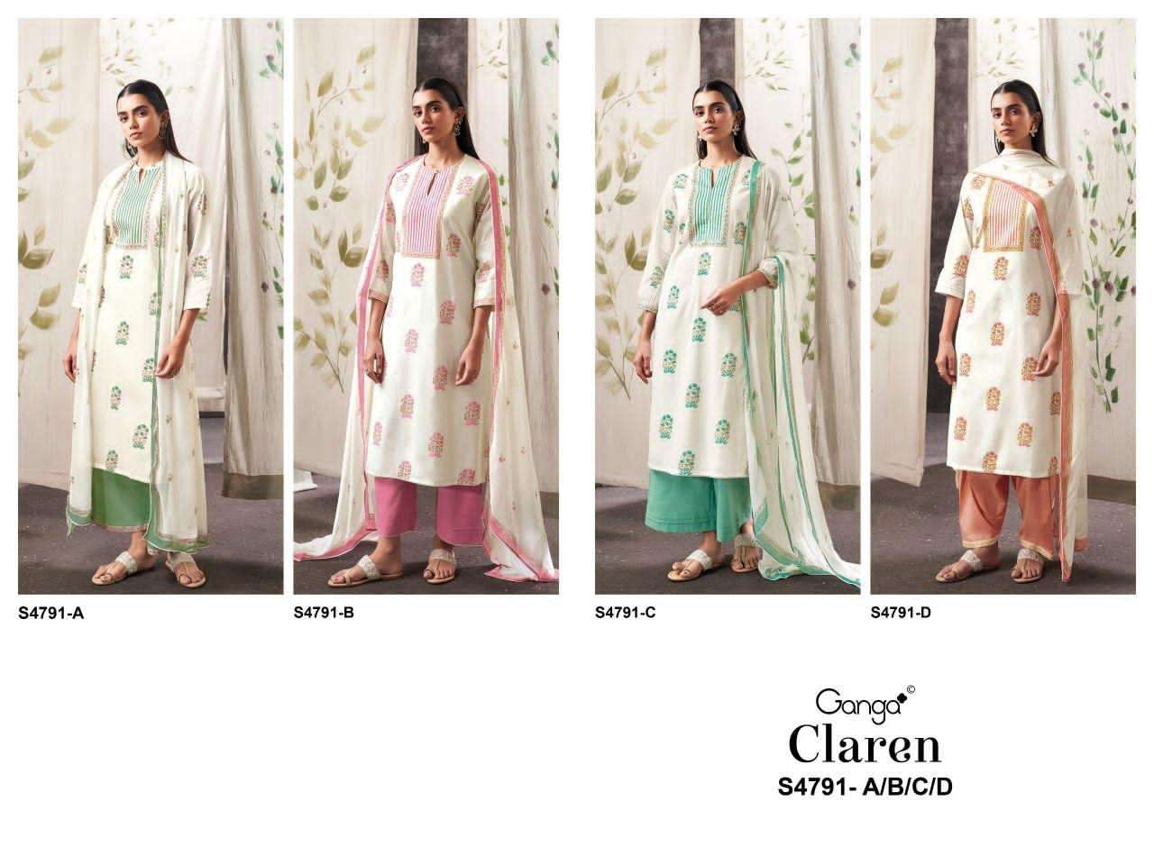 Ganga Fashion Claren 4791 Organdy Dress Material - Amrah Wholesale