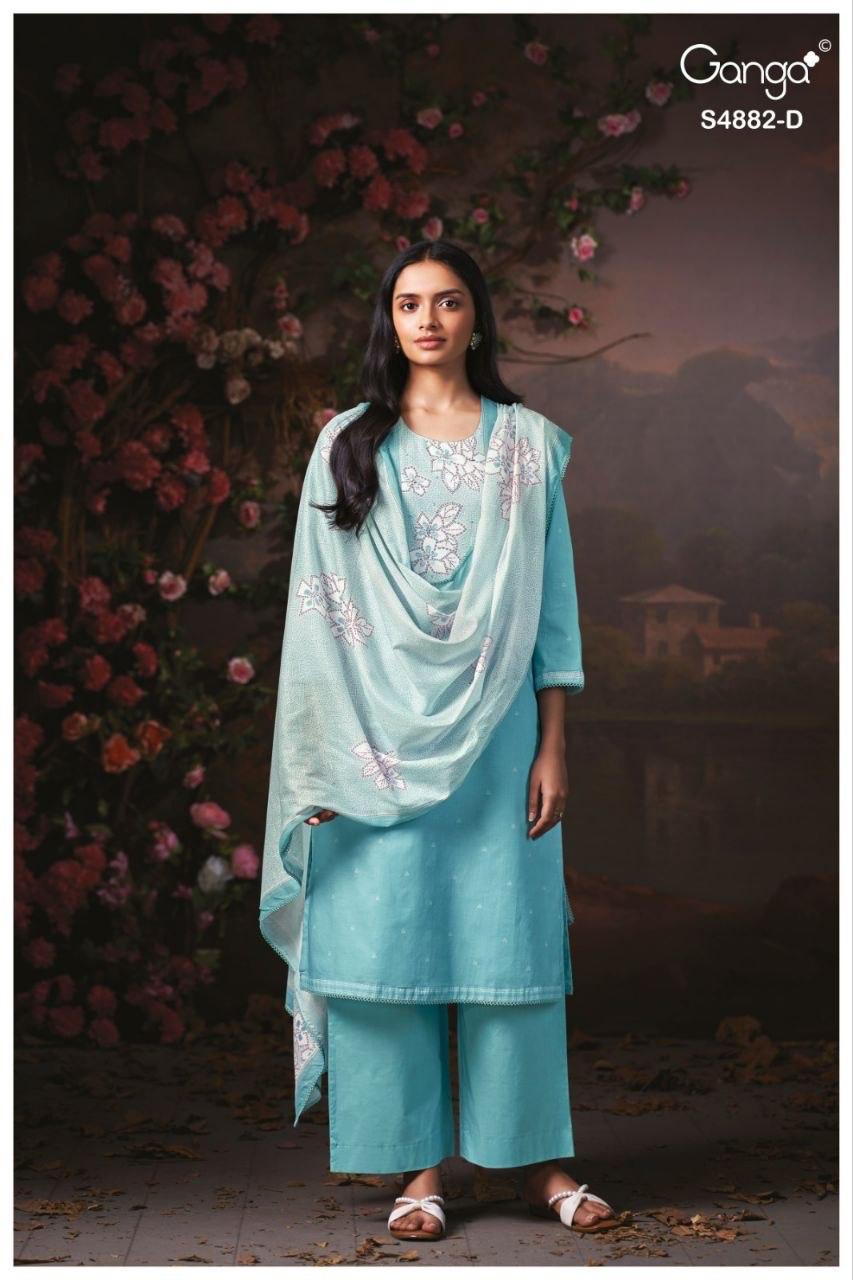 Ganga Cryska 4882 Cotton Digital Print Dress Material - Amrah Wholesale