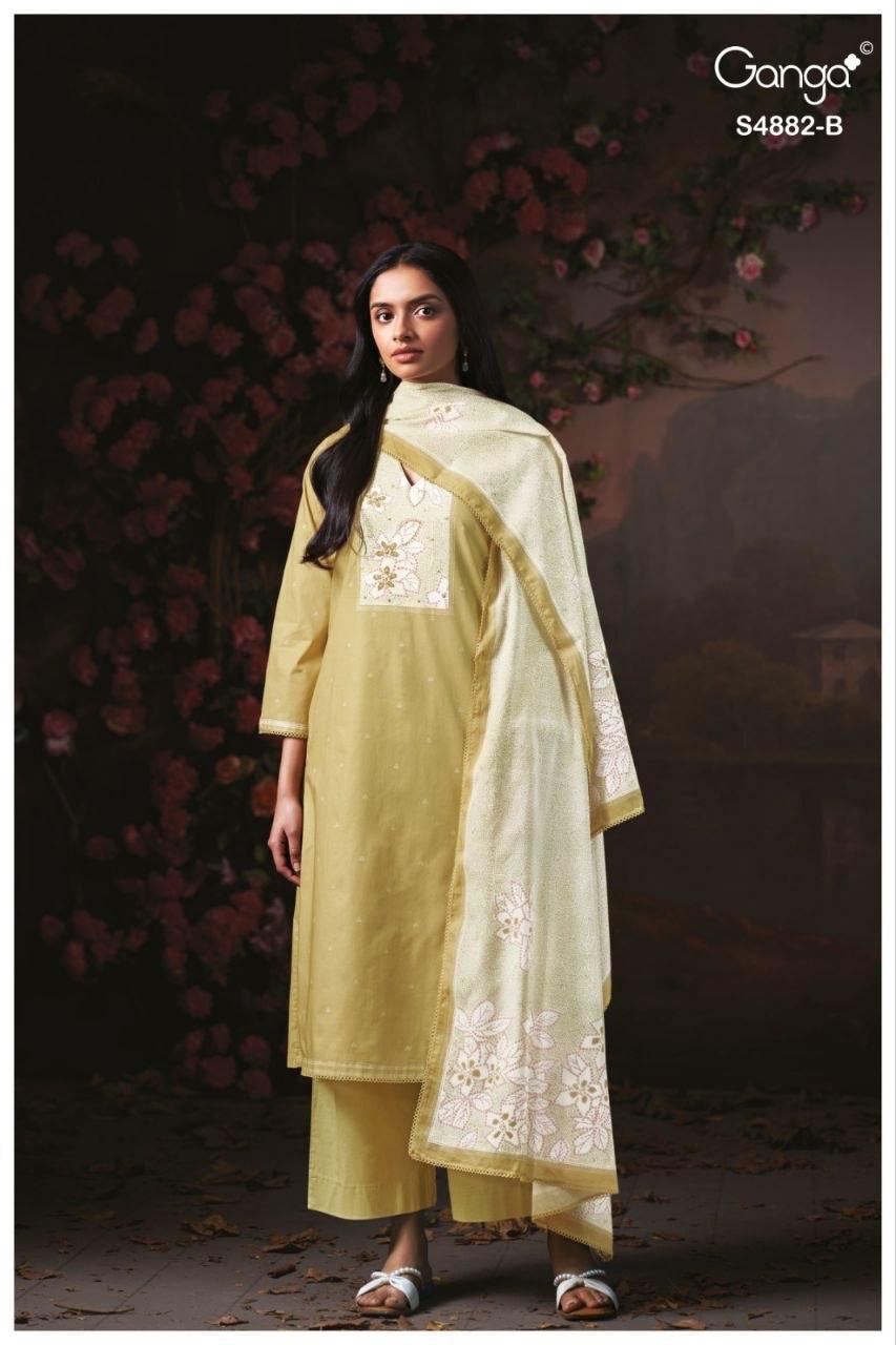 Ganga Cryska 4882 Cotton Digital Print Dress Material - Amrah Wholesale