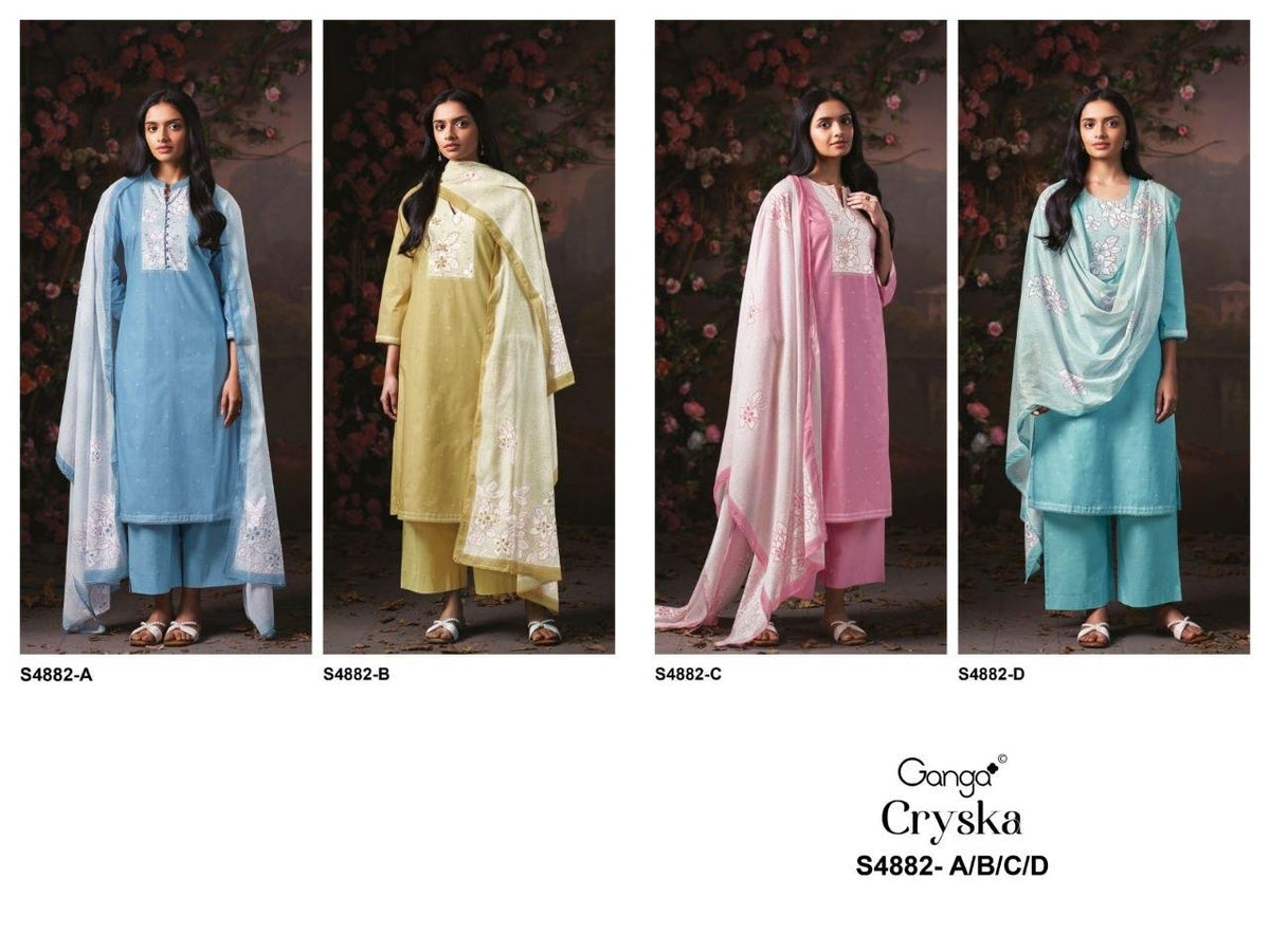 Ganga Cryska 4882 Cotton Digital Print Dress Material - Amrah Wholesale