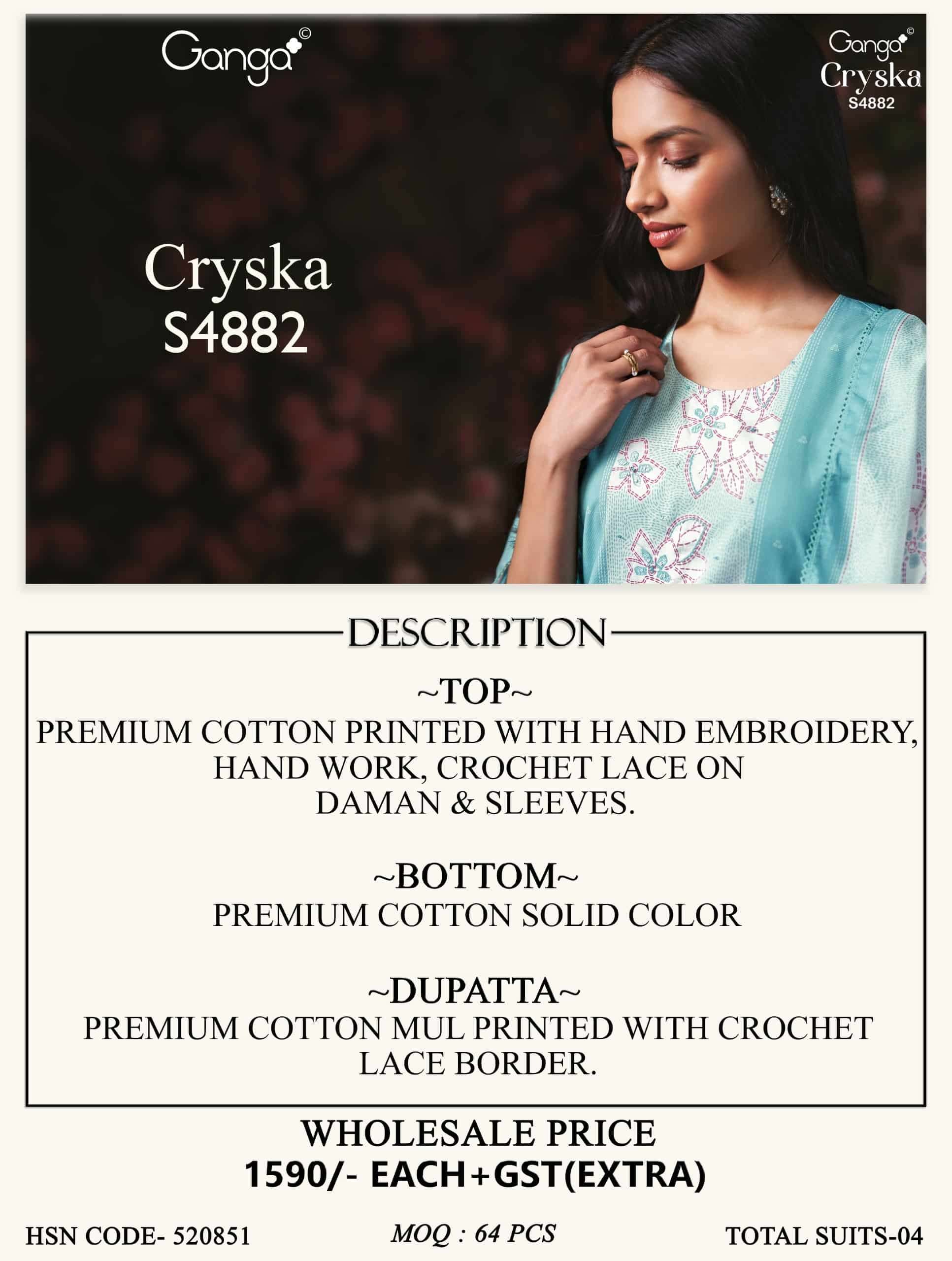 Ganga Fashion Cryska 4882 Premium Cotton Dress Material