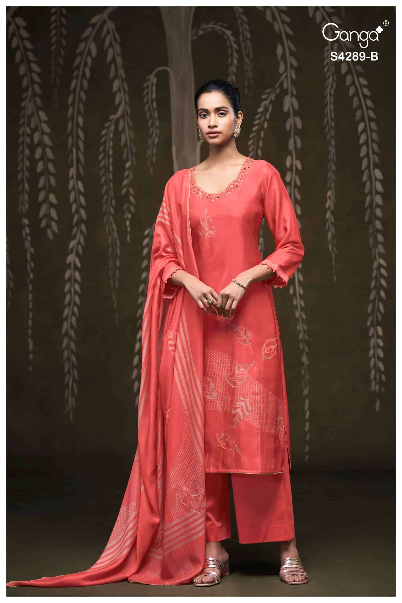 Ganga Fashion Deisha 4289 Pure Bemberg Russian Silk Designer Dress Material