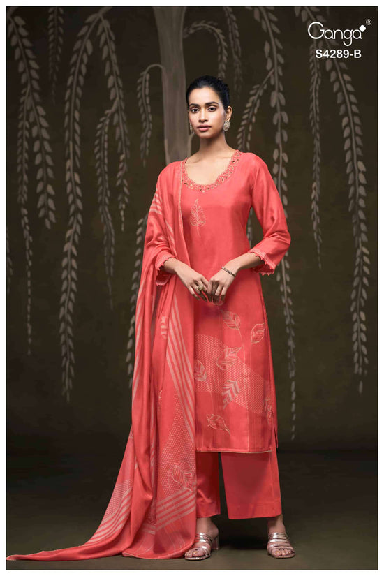 Ganga Fashion Deisha 4289 Pure Bemberg Russian Silk Designer Dress Material
