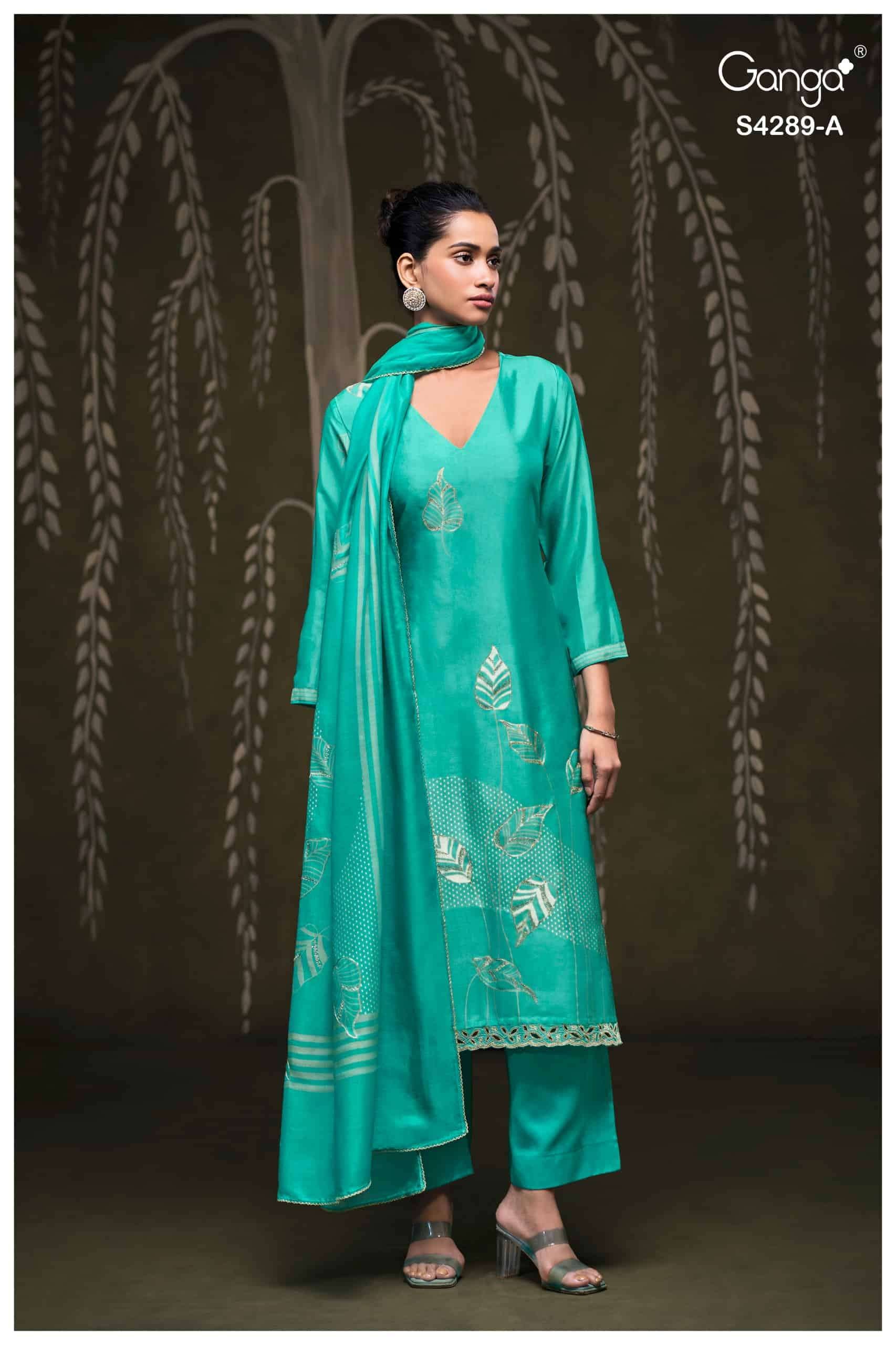 Ganga Fashion Deisha 4289 Pure Bemberg Russian Silk Designer Dress Material