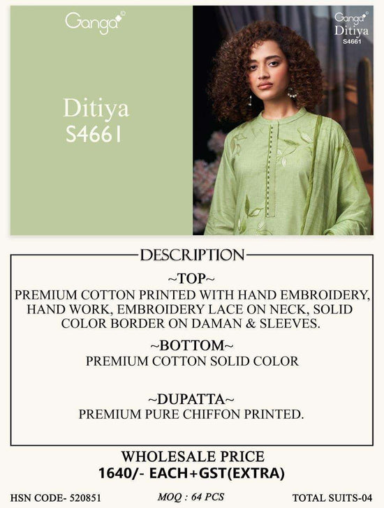 Ganga Fashion Ditiya 4661 Cotton Dress Material - Amrah Wholesale
