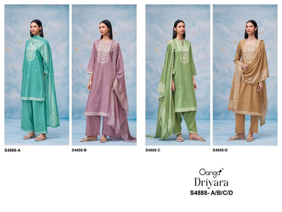 Ganga Driyara 4888 Cotton Printed Hand Embroidered Dress Material