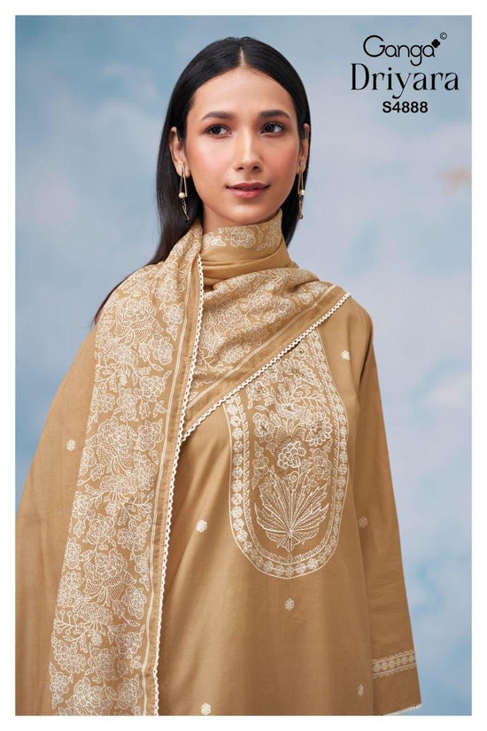 Ganga Driyara 4888 Cotton Printed Hand Embroidered Dress Material